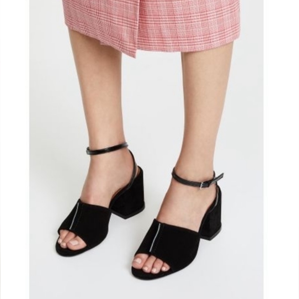 Kenzo Daria Black Suede Block Heel Sandals